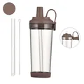 850ML Tritan Boba cup in brown with wide straw and magnetic carry handle - 850ml / Dark Coffee