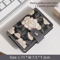 Vintage floral card holder with 20 slots and 2 ID windows in black oil painting style - National Peony