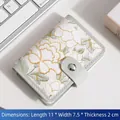 Floral multi-card wallet with 20 slots in light green and oil painting peony pattern - Gentle Peony