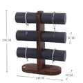 Walnut Vertical Multi-Tier Bracelet Stand Deep Grey Triple Layer Style