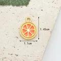 Orange slice enamel pendant 1.45cm for DIY jewelry with golden metal finish - Blood Orange