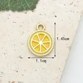 Enamel lemon slice pendant 1.45cm in yellow and gold finish with top hanging ring - Yellow-fleshed Orange [1.1cm X 1.45cm]