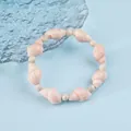 Summer Jingdezhen ceramic bracelet featuring pink shell beads and cream round pearls - 1739-01 Pink Conch
