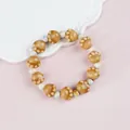 Handmade ceramic bracelet featuring brown cat paw beads and creamy white round accents - 1746-03 Coffee Paw