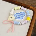 Pastel bone-shaped ceramic beads bracelet with cute teddy bear charm and star - Glutinous Rice Puppy Style (1730-02)