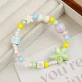 Colorful dopamine-style ceramic beaded bracelet with green star charm in a gift box - Mint Sea Multicolor Bead Style (1756-05) / Mint Green