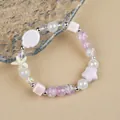 Ocean theme ceramic bead bracelet featuring white starfish, small fish, and pink purple charms - Purple Star Style (1753-02) / Pink White Purple