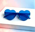 Blue heart-shaped oversized sunglasses with transparent jelly frame and seamless lenses - Kids Heart Blue