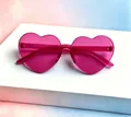 Stylish rose pink jelly heart shaped sunglasses with transparent frames and UV protection - Kids Heart Rose Red