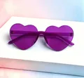 Frameless heart shaped sunglasses in translucent purple finish for a party fashion look - Kids Heart Purple