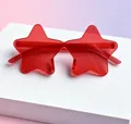 Transparent red star-shaped rimless sunglasses for parties and festivals fashion - Red With Stars
