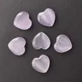 Set of 6 heart-shaped purple cat eye gemstones with vertical light band on black leather - Light Purple Cat's Eye