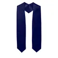Solid deep blue satin graduation stole with smooth texture and glossy finish - 152cm / Navy Blue