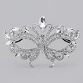 Elegante maschera a farfalla in argento con strass scintillanti e nastri di fissaggio - Maschera Per Il Viso White Diamond Fs-j029w