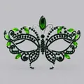 Lussuosa maschera a farfalla per travestimento con cristalli verdi e metallo argento - Maschera a Farfalla con Strass Verdi Argento
