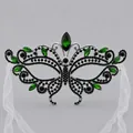 Maschera a farfalla argento con diamanti neri e pietre preziose verde smeraldo - Maschera a Farfalla Nero Verde Argento