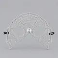 Silver spider web party mask with sparkling rhinestones and central gem for luxury events - Silver Spider Web Mask