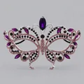 Silver butterfly masquerade mask with pink crystals and purple stones for parties - Purple and Pink Tone Butterfly Mask