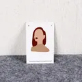Minimalist silver stud earrings mounted on an elegant female portrait display card - 6.9CM