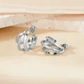 Modern triple-layer spiral C-shaped hoop earrings in polished silver finish - Triangular Wire Small Size / Silver