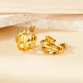 Elegant gold multi-layered C-shaped hoop earrings with a modern triple spiral metal design - Triangular Wire Small Size / Gold