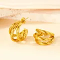 Golden multi-layer twisted C-shaped earrings with a textured spiral ribbon design - Plum Twist Small Size / Gold