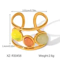 Detailed view of adjustable gold ring featuring dimensions of 2.01cm width and 1.4cm height - Xz-r30458