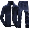 Dunkelblauer Herren-Trainingsanzug mit Stehkragenjacke und elastischer Jogginghose - S / Dunkelblau