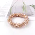 Élastique à cheveux élégant en cristal champagne avec cordon tissé métallique fait main - Rose Clair