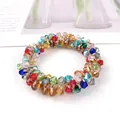Élastique à cheveux en perles de cristal colorées et bracelet avec perles facettées - Coloré