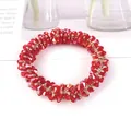 Funkelndes rotes Kristall-Haargummi mit facettierten Perlen und goldenem Gummiband - Korallenrosa