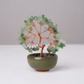 Handmade green aventurine crystal money tree in a cracked glaze ceramic pot - Green Aventurine / One (approximately 12cm In Height And 160g In Weight)