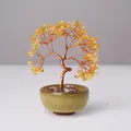Handmade citrine crystal money tree bonsai in green ceramic pot for wealth and luck - Natural Citrine Tree