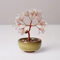 Handmade clear crystal tree of life ornament in a green celadon ceramic bowl - Natural Clear Quartz Tree