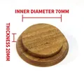 Acacia wood mason jar lid with 70mm inner diameter and 20mm thickness on white background - 73mm