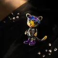 Creative enamel cat brooch with blue goggles and purple boots on black velvet - Grey Cat Brooch (XZ0820-1)