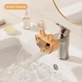 Amber orange faucet extender with cute cartoon ears and transparent drainage channel - Little Rabbit (9003) / Amber Orange