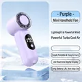 Purple mini handheld fan with 199 speed levels and LED digital display screen - T55 Purple