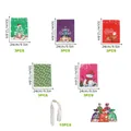 Christmas gift bag set with 5 patterns and drawstring ribbons for holiday candy treats - Rope Binding Set 2 (3 Of Each 15 In Total)
