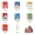 Size chart for 21-piece Christmas gift bag set with various festive drawstring styles - Multicolor Patterns and Ribbons Set