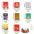 24-piece Christmas drawstring gift bag set with various festive patterns and sizes - Assorted Patterns and Closure Ropes Set