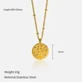 Collana con moneta zodiacale in oro inox con catena a sfere 450+50mm e ciondolo da 20mm - Gemelli