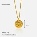 Golden Leo zodiac pendant necklace in stainless steel with a beaded chain design - Leo