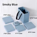 Schmuckschachtel-Set in Nebelblau mit passender Tragetasche für Ringe und Ohrringe - Senrong-papier Trübes Blau; Tragetasche 12 X 6 X 11 Cm