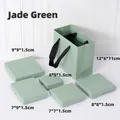Sage green jewelry gift box set with matching paper bag for earrings and necklaces - Mori Paper Blue And Green; 5*5*1.5cm