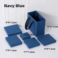 Navy blue jewelry box and gift bag set in various sizes for earrings and necklaces - Senrong Paper Navy Blue / 5*5*1.5CM