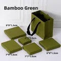 Bamboo green gift packaging set with luxury paper bag and five slim jewelry boxes - Mori Velvet Paper Bamboo Green; 5*5*1.5cm