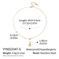Minimalistische 18K vergoldete Edelstahl-Wassertropfenkette mit 44cm Kettenlänge - Gold (YYN023347-G)