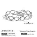 Polished silver stainless steel paperclip chain bracelet with adjustable 5cm link - Silver Star Link Style (JDB0104002-S)