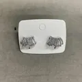 Eleganti orecchini a lobo in argento multistrato a forma di C con zirconi brillanti - Argento